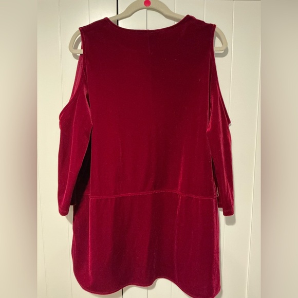 LAUREN RALPH LAUREN Plus 1X Velour Raspberry TopTunic Cold Shoulder Party - Picture 6 of 6